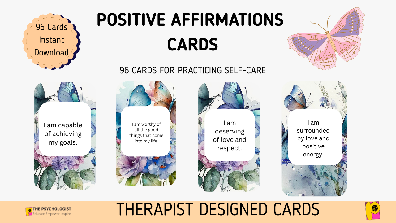 96 Positive Affirmations Cards (Therapist Designed)
